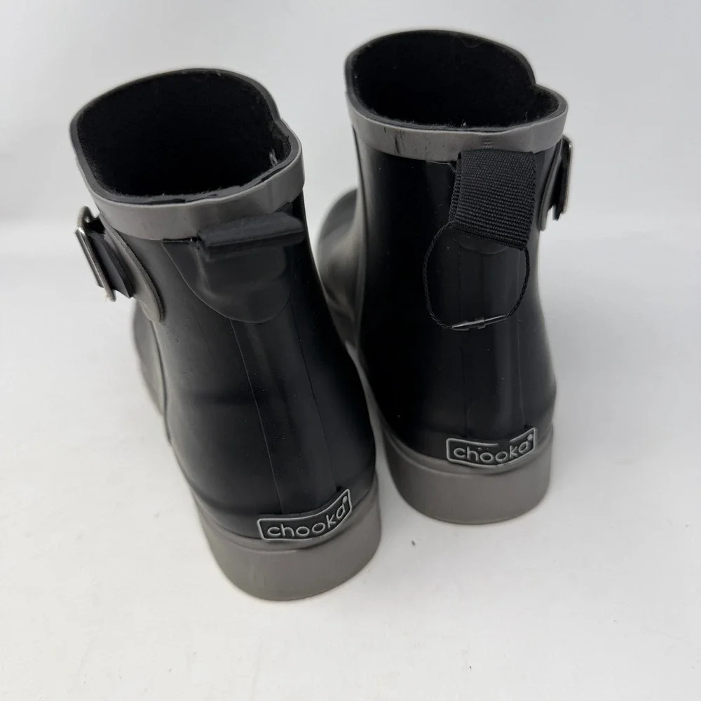 Chooka Montlake Buckle Bootie Womens 8 Black Excellent Waterproof Rain Boots